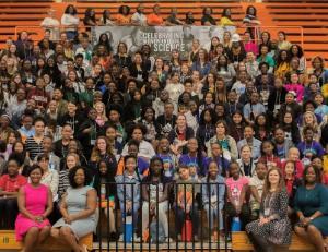 Group shot of girls and young women who attended TCC's celebration for Women and Girls in STEM